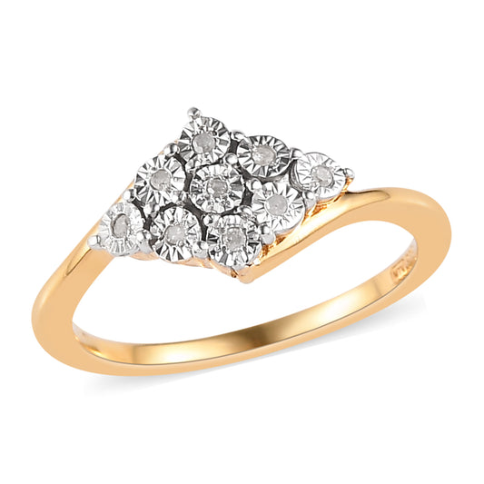 Pozlacený Stříbrný Prsten s Bílým Diamantem