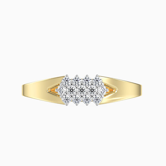14K Zlatý Prsten s Bílým Diamantem (13 ks)