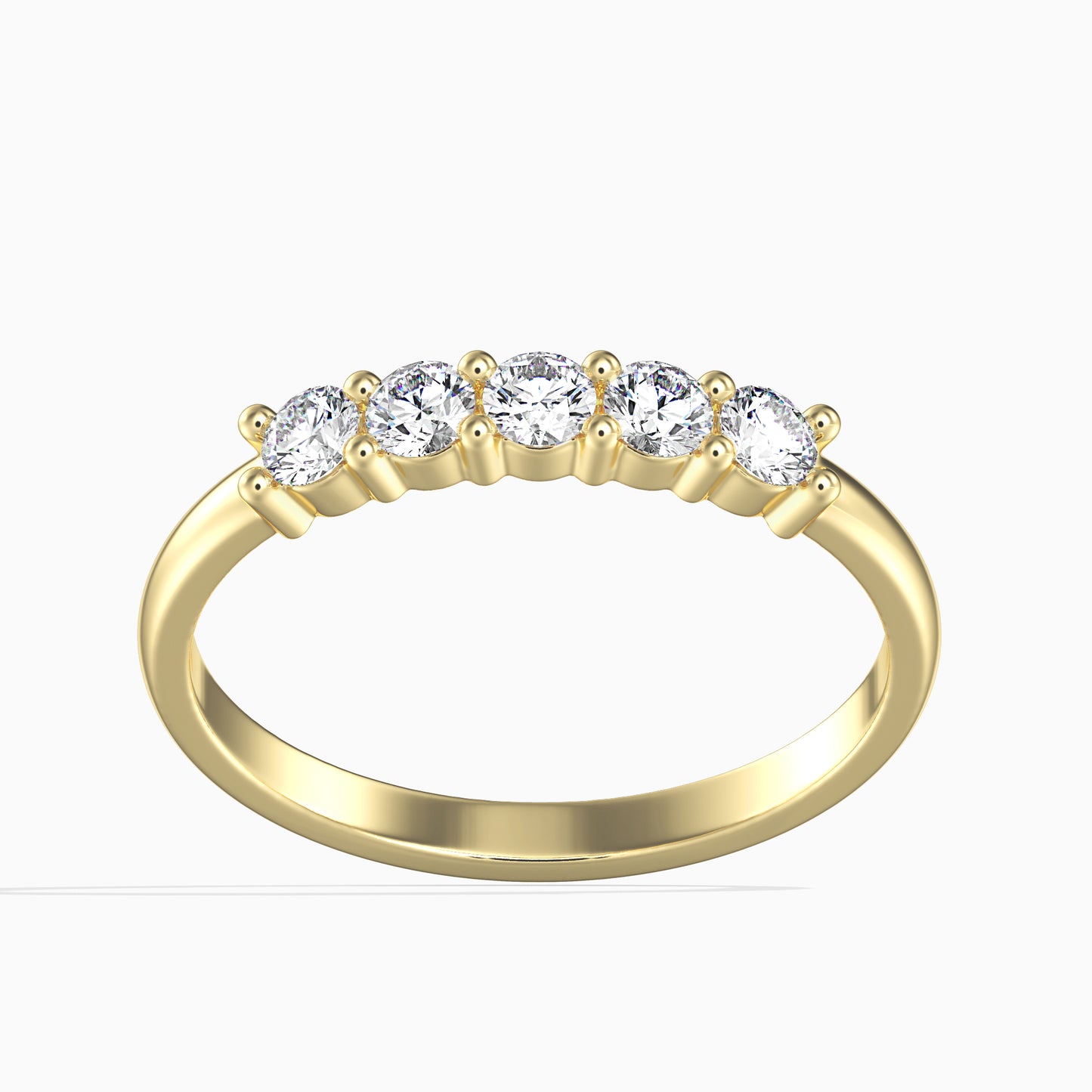 14K Zlatý Prsten s Bílým Diamantem (5 ks)