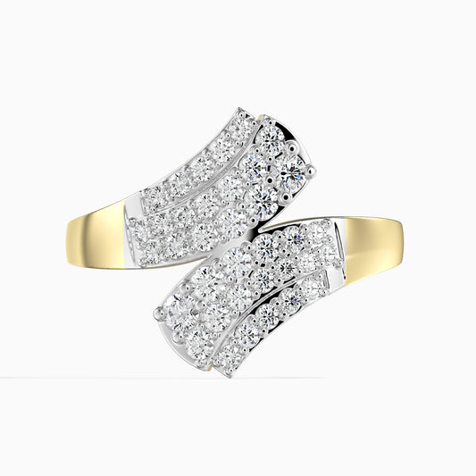 14K Zlatý Prsten s Bílým Diamantem (36 ks)
