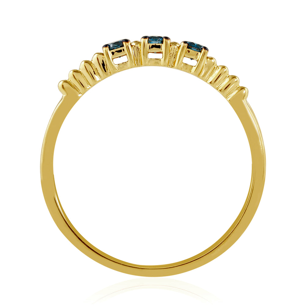 Pozlacené Stříbro 925/1000 - Prsten s Modrým Diamantem - Karátové číslo: 0.2. přibližná hmotnost: 1.32 gramů 4 