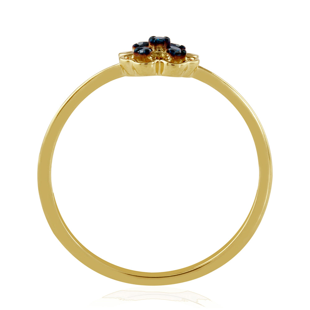 Pozlacené Stříbro 925/1000 - Prsten s Modrým Diamantem - Karátové číslo: 0.07. přibližná hmotnost: 1.22 gramů 4 
