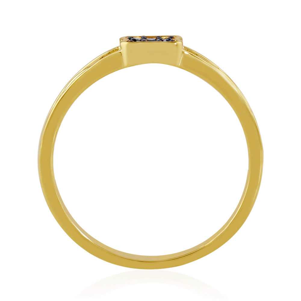 Pozlacené Stříbro 925/1000 - Prsten s Modrým Diamantem - Karátové číslo: 0.07. přibližná hmotnost: 2 gramů 4 