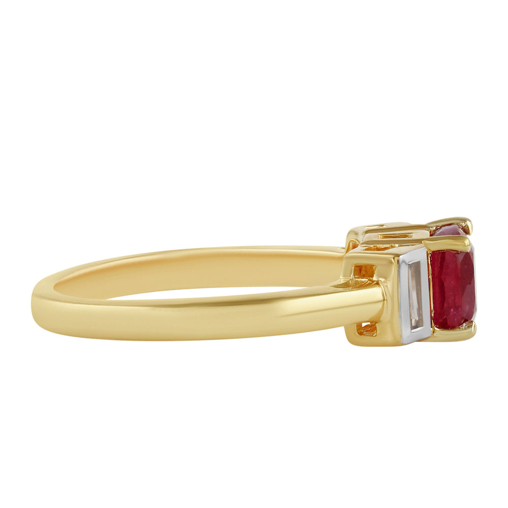 Pozlacené Stříbro 925/1000 - Prsten s Thajským Rubínem a Bílým Topazem - Karátové číslo: 1.91. přibližná hmotnost: 3.11 gramů 2 