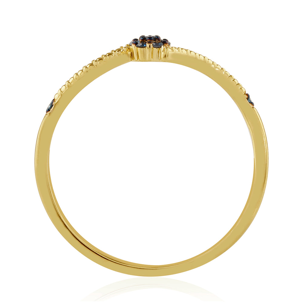 Pozlacené Stříbro 925/1000 - Prsten s Modrým Diamantem - Karátové číslo: 0.09. přibližná hmotnost: 1.16 gramů 2 