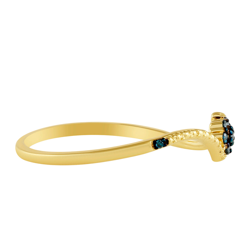 Pozlacené Stříbro 925/1000 - Prsten s Modrým Diamantem - Karátové číslo: 0.09. přibližná hmotnost: 1.16 gramů 4 