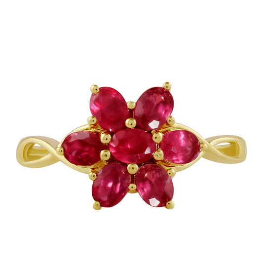 Pozlacené Stříbro 925/1000 - Prsten s Thajským Rubínem - Karátové číslo: 1.81. přibližná hmotnost: 1.82 gramů