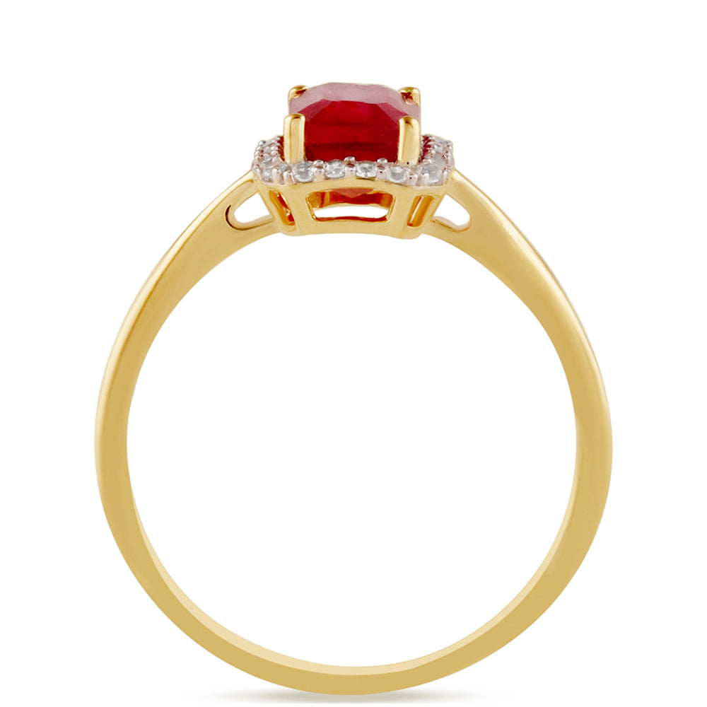 Pozlacené Stříbro 925/1000 - Prsten s Thajským Rubínem a Bílým Topazem - Karátové číslo: 1.69. přibližná hmotnost: 1.62 gramů