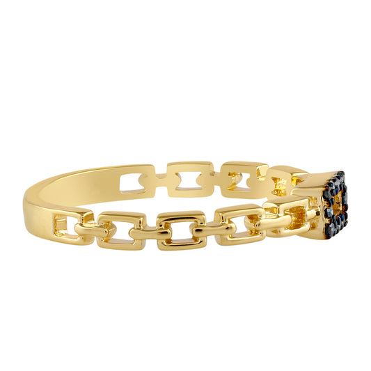 Pozlacené Stříbro 925/1000 - Prsten s Modrým Diamantem - Karátové číslo: 0.11. přibližná hmotnost: 2.16 gramů