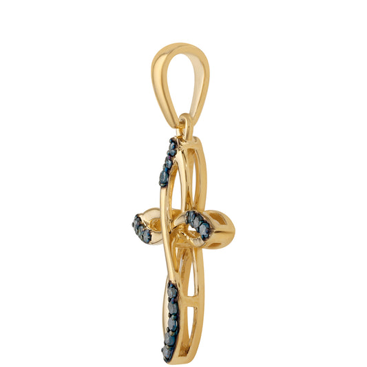 Pozlacené Stříbro 925/1000 - Přívěsek s Modrým Diamantem - Karátové číslo: 0.16. přibližná hmotnost: 1.48 gramů