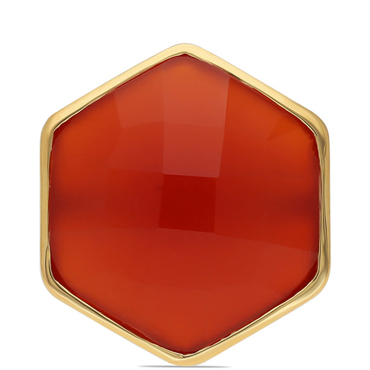 Pozlacený Stříbrný Prsten s Červeným Onyxem