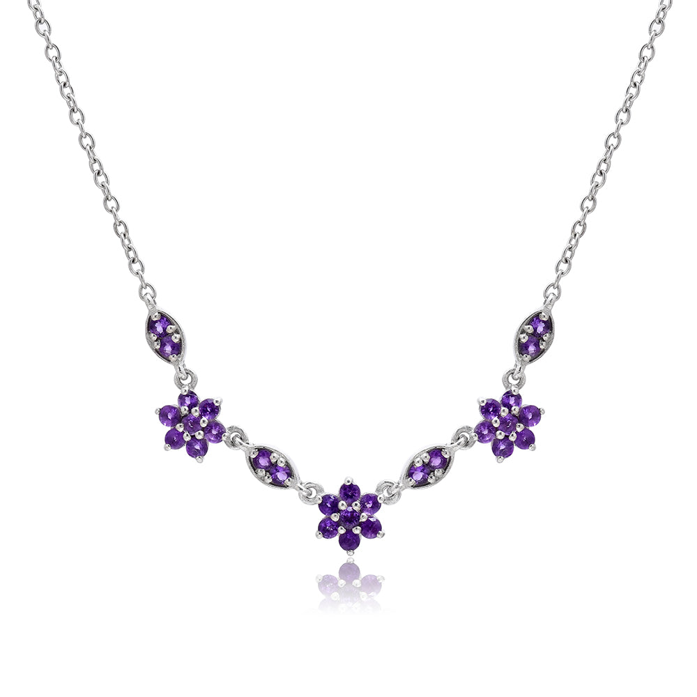 Stříbro 925/1000 - Náhrdelník s Marockým Ametystem - Karátové číslo: 0.87. přibližná hmotnost: 4.11 gramů