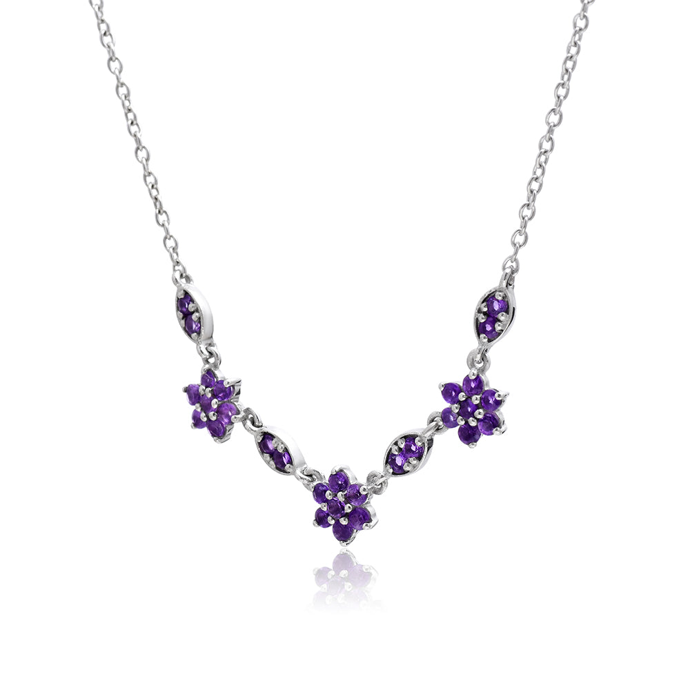 Stříbro 925/1000 - Náhrdelník s Marockým Ametystem - Karátové číslo: 0.87. přibližná hmotnost: 4.11 gramů