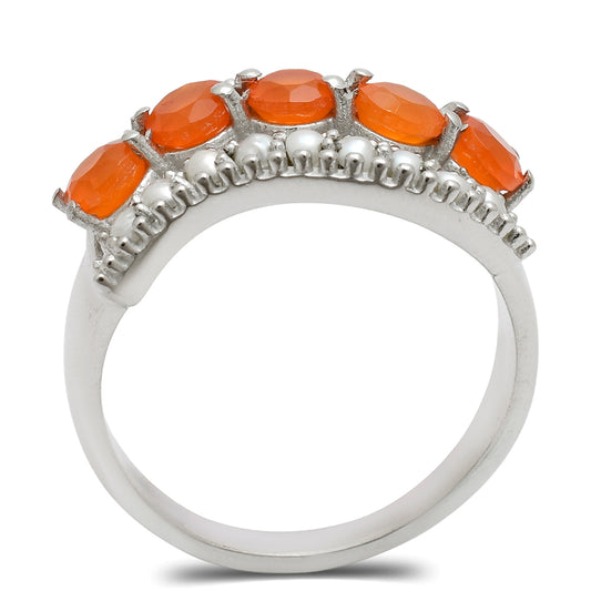 Stříbro 925/1000 - Prsten s Červeným Achátem a Bílou Sladkovodní Perlou - Karátové číslo: 1.56. přibližná hmotnost: 4.25 gramů