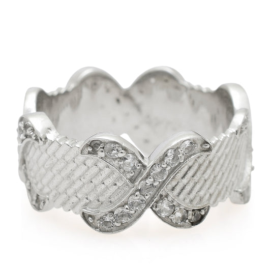 Stříbro 925/1000 - Prsten s Bílým Topazem - Karátové číslo: 0.34. přibližná hmotnost: 4.63 gramů