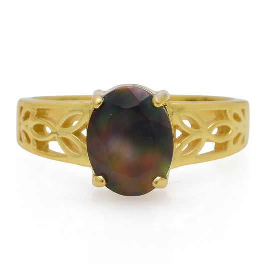 Pozlacené Stříbro 925/1000 - Prsten s Etiopským Opálem z Lega Dembi - Karátové číslo: 1. přibližná hmotnost: 3.5 gramů