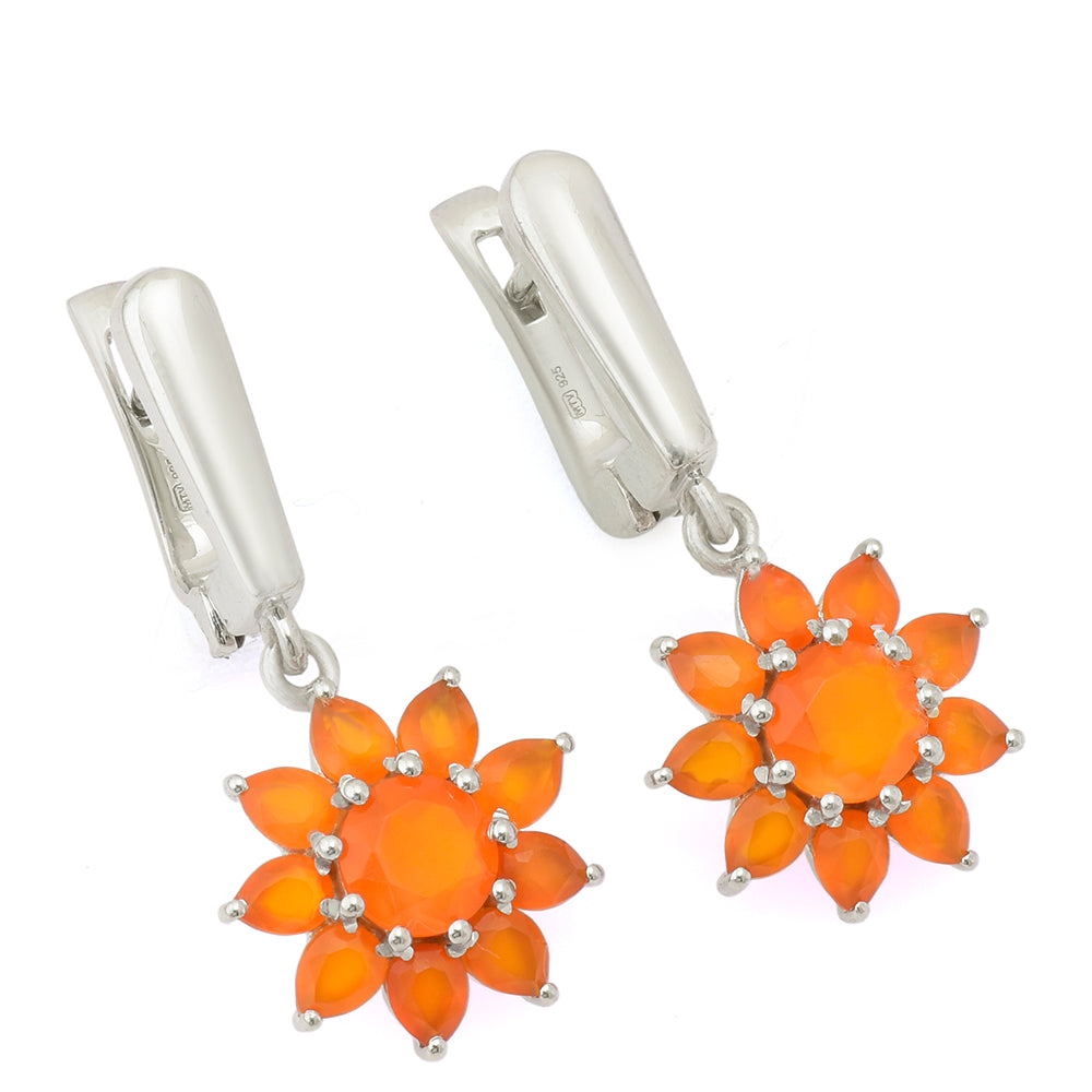Stříbro 925/1000 - Náušnice s Červeným Achátem - Karátové číslo: 4.52. přibližná hmotnost: 7.75 gramů 2 