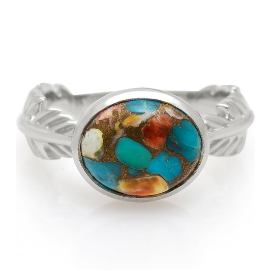 Stříbro 925/1000 - Prsten s Ústřicovým Tyrkysem - Karátové číslo: 3.21. přibližná hmotnost: 4.63 gramů