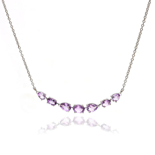 Stříbro 925/1000 - Náhrdelník s Brazilským Ametystem - Karátové číslo: 3.39. přibližná hmotnost: 4.95 gramů