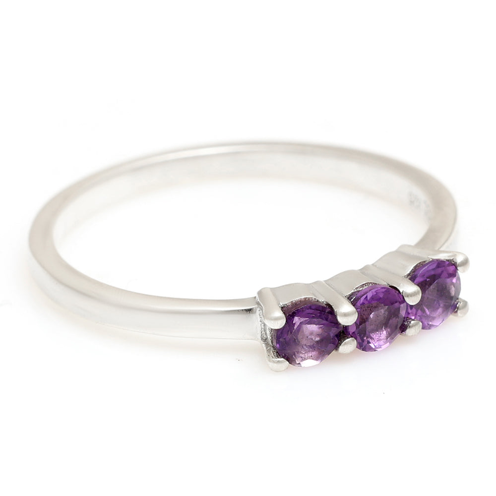 Stříbro 925/1000 - Prsten s Brazilským Ametystem - Karátové číslo: 0.35. přibližná hmotnost: 1.54 gramů 7 