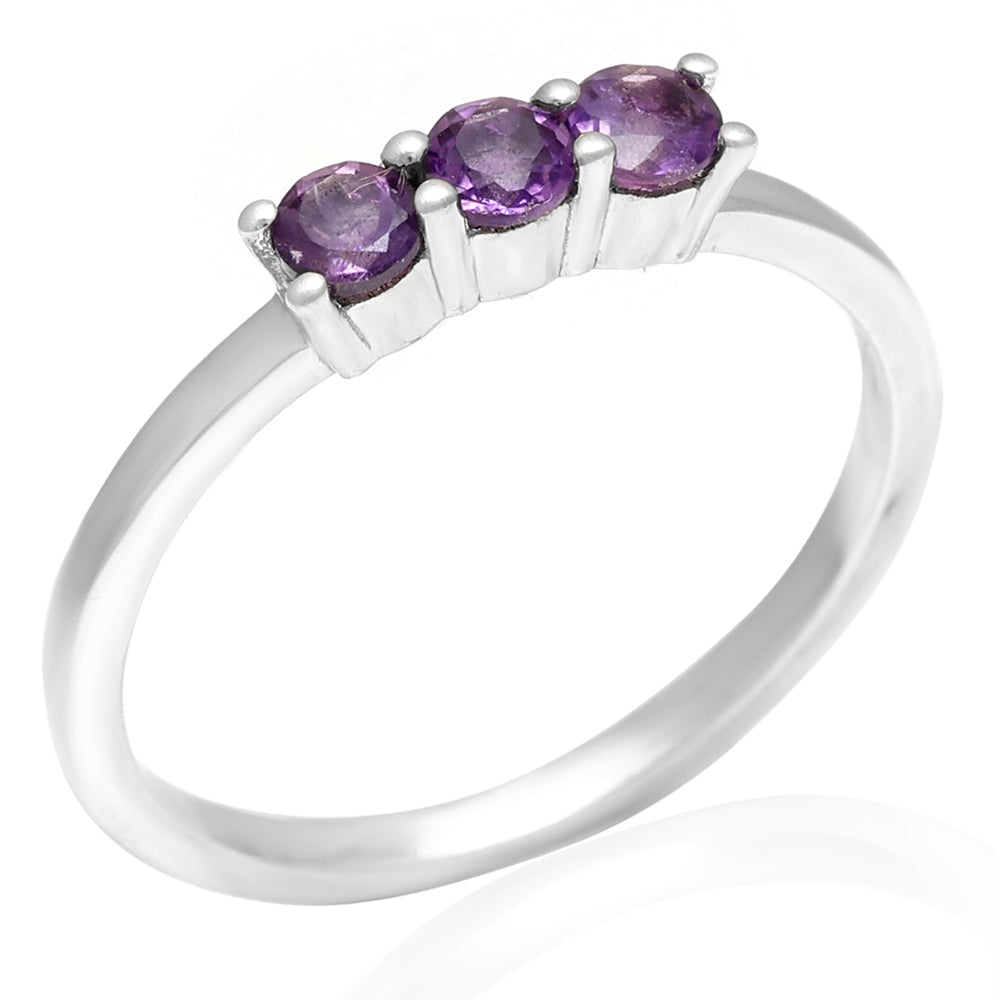 Stříbro 925/1000 - Prsten s Brazilským Ametystem - Karátové číslo: 0.35. přibližná hmotnost: 1.54 gramů 3 