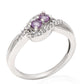 Stříbro 925/1000 - Prsten s Brazilským Ametystem a Bílým Topazem - Karátové číslo: 0.62. přibližná hmotnost: 2.5 gramů