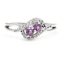 Stříbro 925/1000 - Prsten s Brazilským Ametystem a Bílým Topazem - Karátové číslo: 0.62. přibližná hmotnost: 2.5 gramů