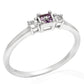 Stříbro 925/1000 - Prsten s Brazilským Ametystem a Bílým Topazem - Karátové číslo: 0.17. přibližná hmotnost: 1.63 gramů
