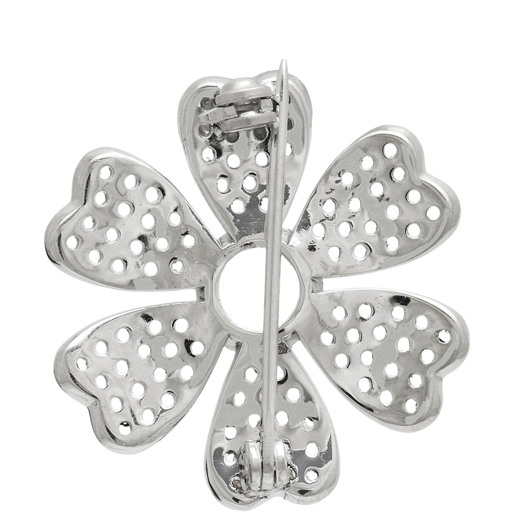 Stříbro 925/1000 - Brož s Duhovým Měsíčním Kamenem a Bílým Topazem - Karátové číslo: 1.88. přibližná hmotnost: 4.3 gramů