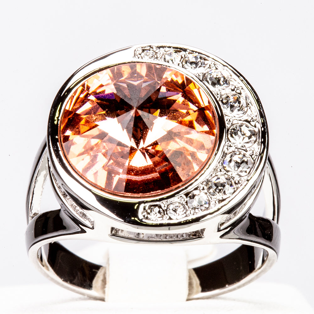 Bílým Zlatem Pozlacený Slitinový Prsten s Červeným Emporia® Křišťálem 1 