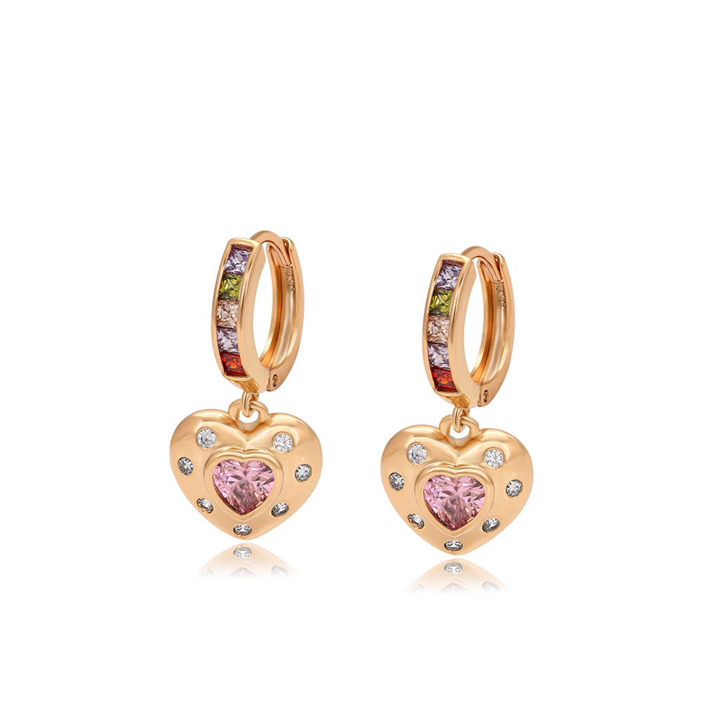 Pozlacené Slitinové Náušnice s Růžovým Emporia® Křišťálem a Bílým Emporia® Křišťálem 1 