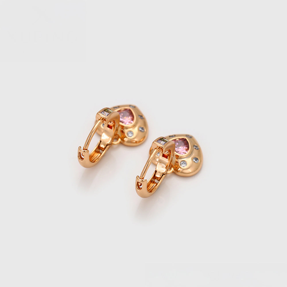 Pozlacené Slitinové Náušnice s Růžovým Emporia® Křišťálem a Bílým Emporia® Křišťálem 3 