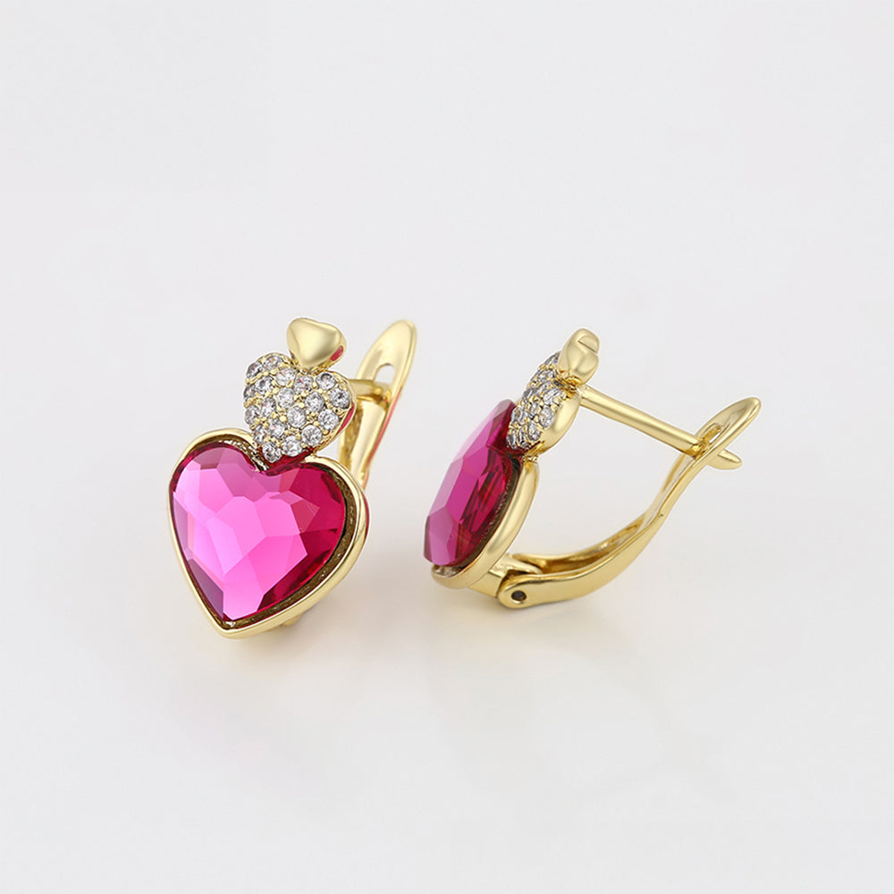 Pozlacené Slitinové Náušnice s Růžovým Emporia® Křišťálem a Bílým Emporia® Křišťálem