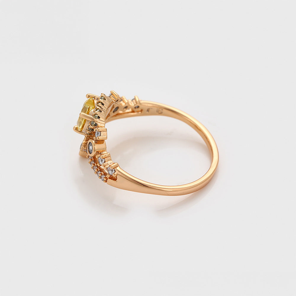 Pozlacený Slitinový Prsten se Žlutým Emporia® Křišťálem a Bílým Emporia® Křišťálem 5 