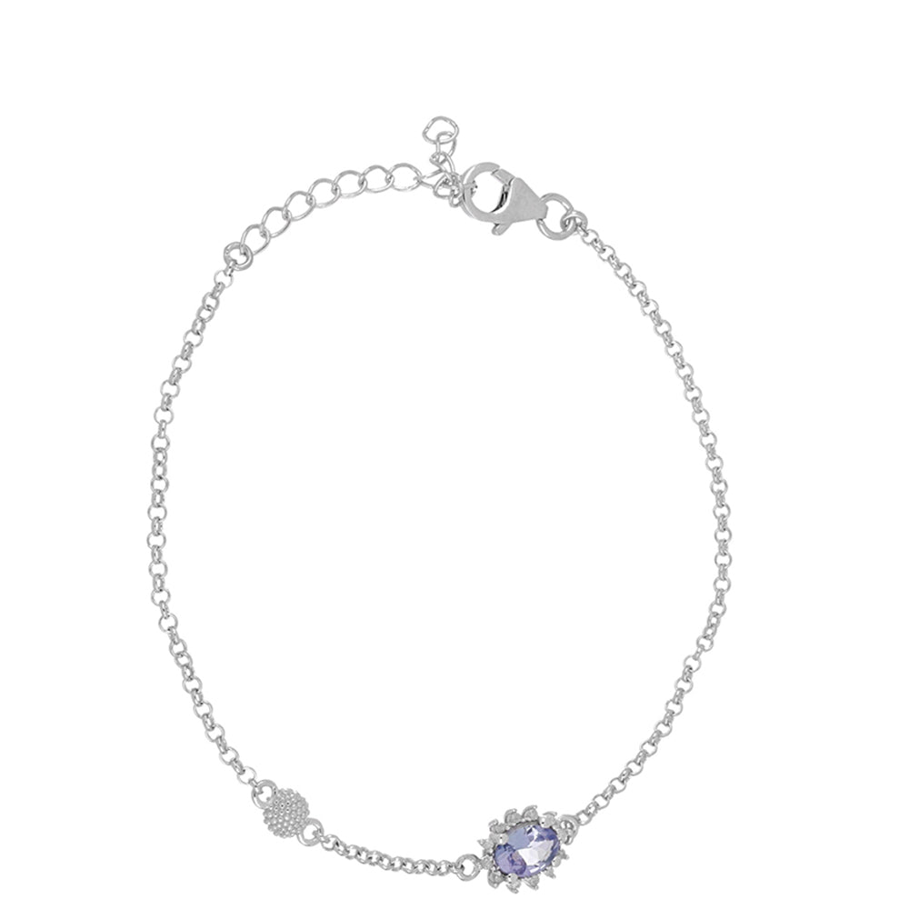 Stříbrný Náramek s Tanzanitem a Bílým Diamantem 1 