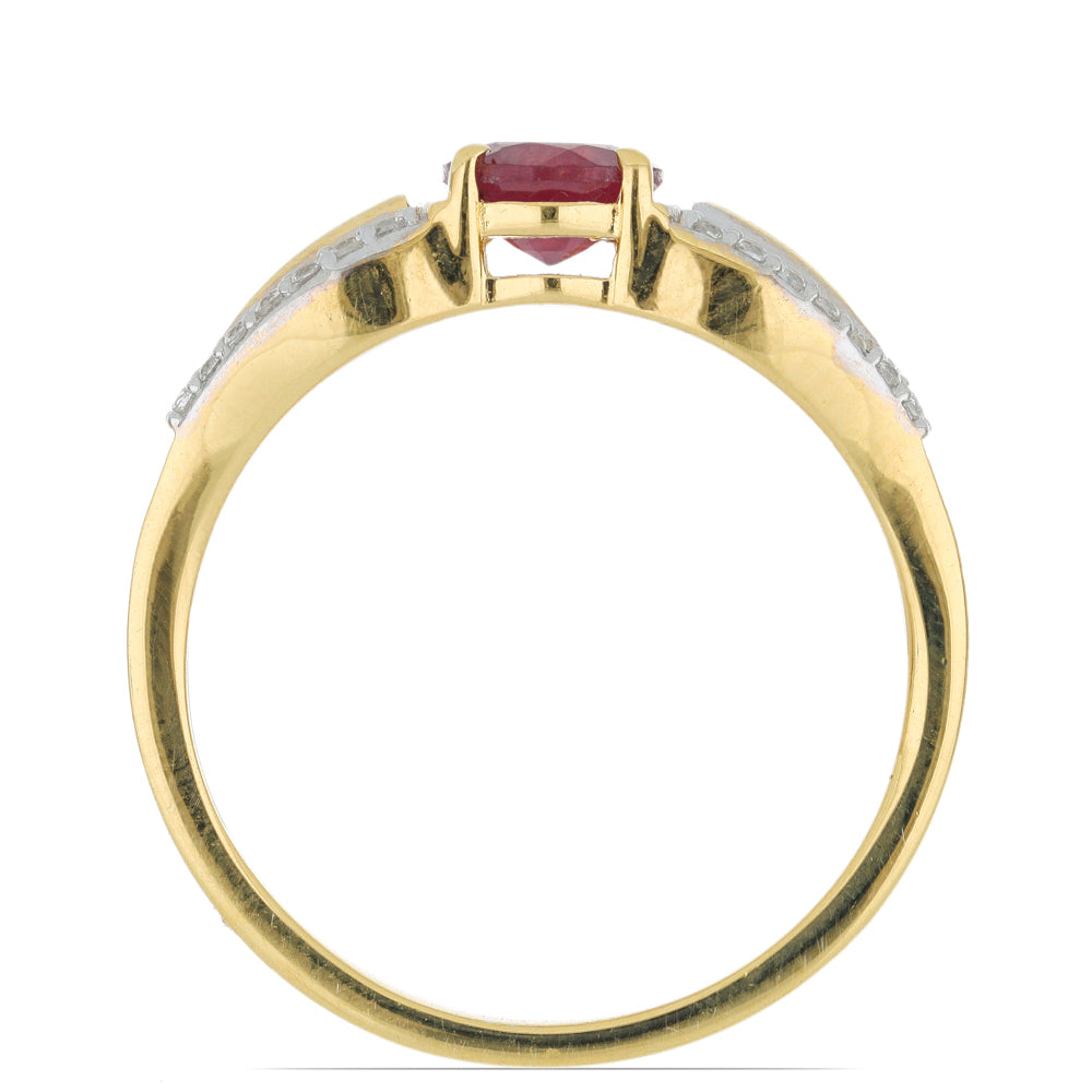 Pozlacený Stříbrný Prsten s Madagaskarským Rubínem a Bílým Topazem 3 