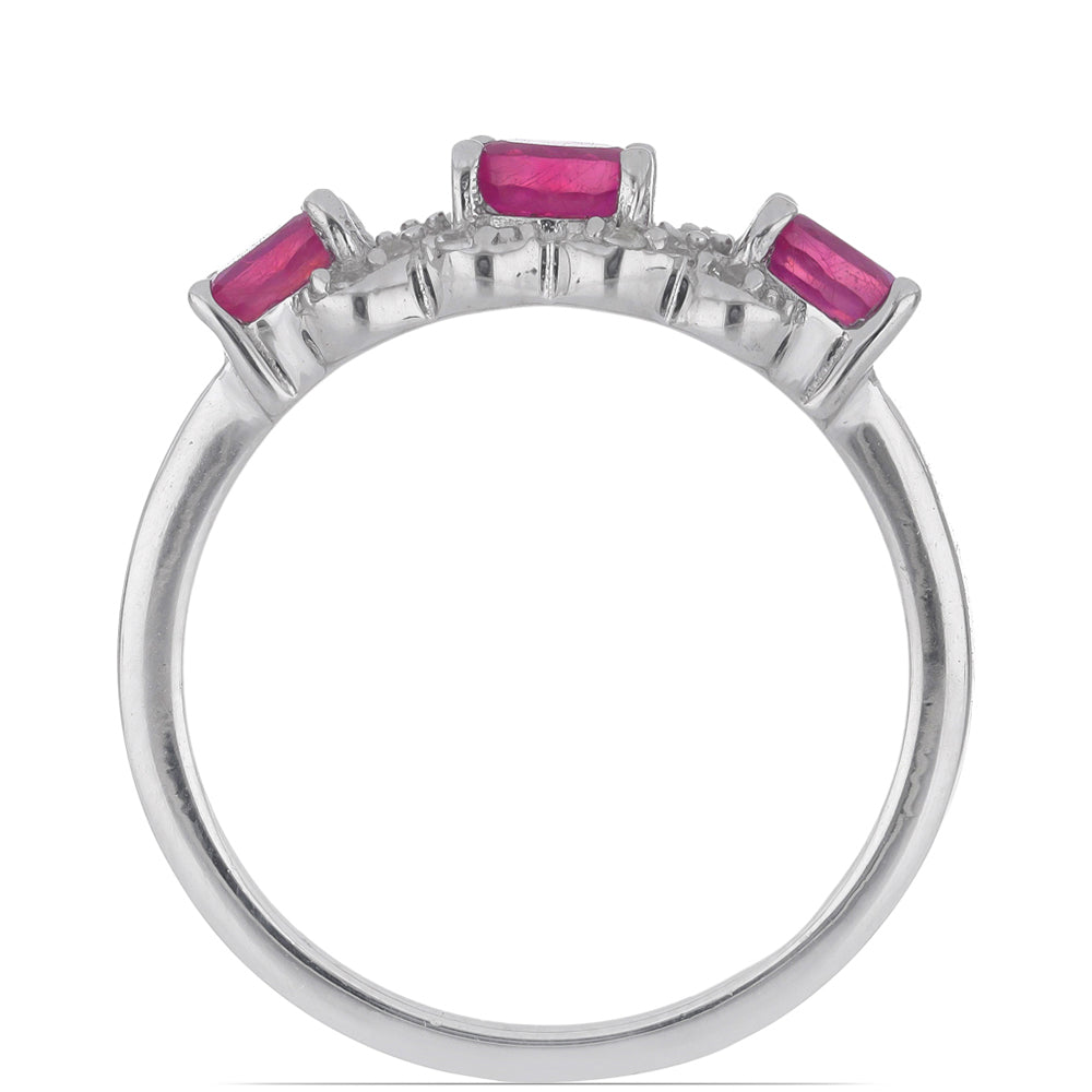 Stříbrný Prsten s Madagaskarským Rubínem a Bílým Topazem 3 