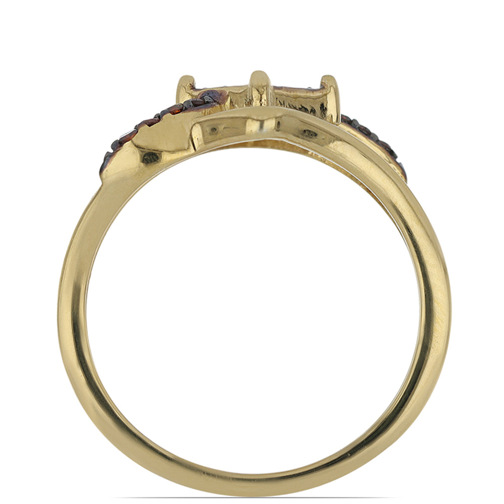 Pozlacený Stříbrný Prsten s Červeným Diamantem
