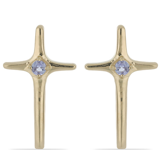 Pozlacené Stříbrné Náušnice s Tanzanitem