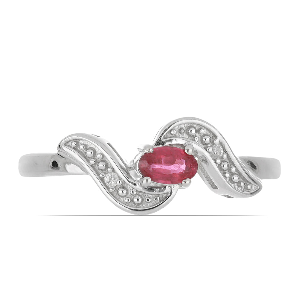 Stříbrný Prsten s Madagaskarským Rubínem a Bílým Topazem 1 