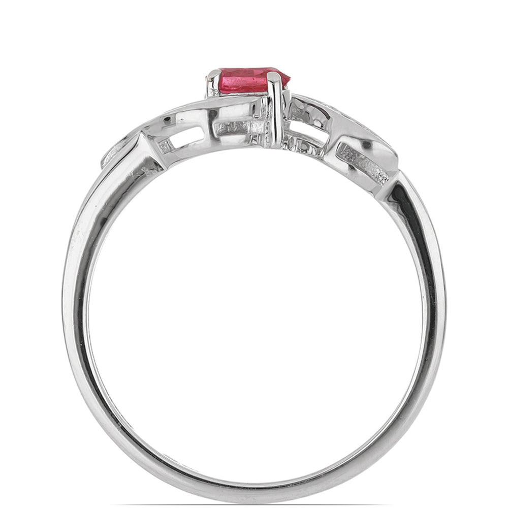 Stříbrný Prsten s Madagaskarským Rubínem a Bílým Topazem