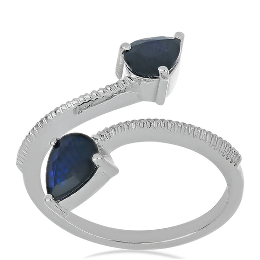 Stříbrný Prsten s Roseberským Modrým Safírem