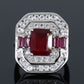 Stříbrný Prsten s Madagaskarským Rubínem a Bílým Topazem