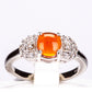 Stříbrný Prsten s Oranžovým Opálem z Lega Dembi a Bílým Topazem
