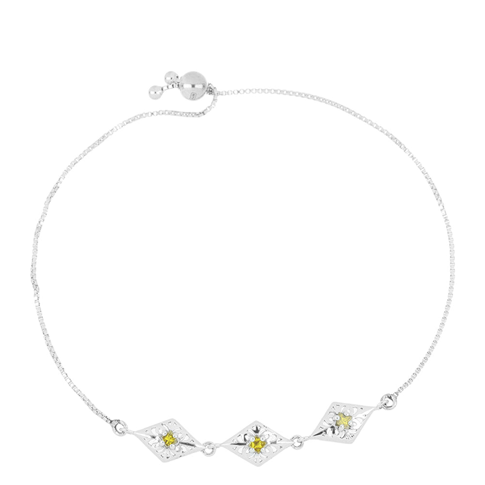 Stříbrný Náramek se Žlutým Diamantem 1 