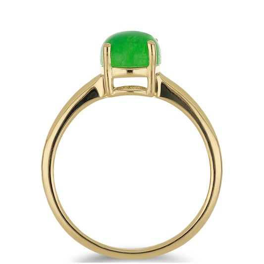 Pozlacený Stříbrný Prsten se Zeleným Jadeitem