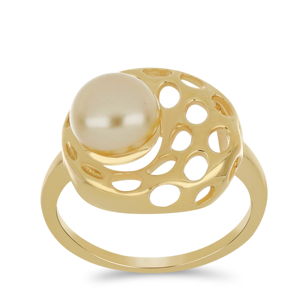 Pozlacený Stříbrný Prsten s Jihomořskou Zlatou Perlou