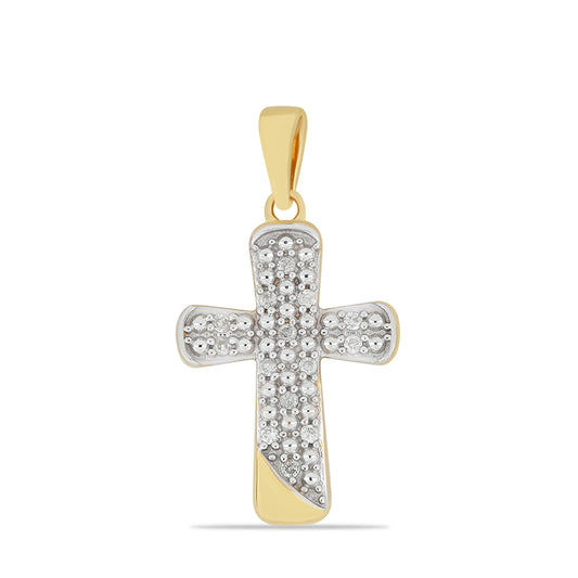 Kříž Pozlacený Stříbrný Přívěsek s Bílým Diamantem