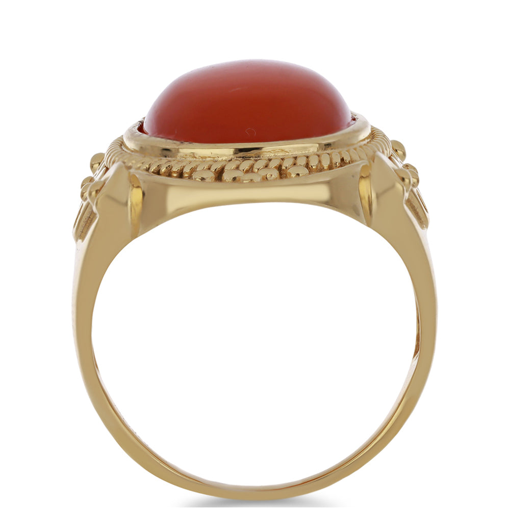 Pozlacený Stříbrný Prsten s Červeným Chalcedonem 2 