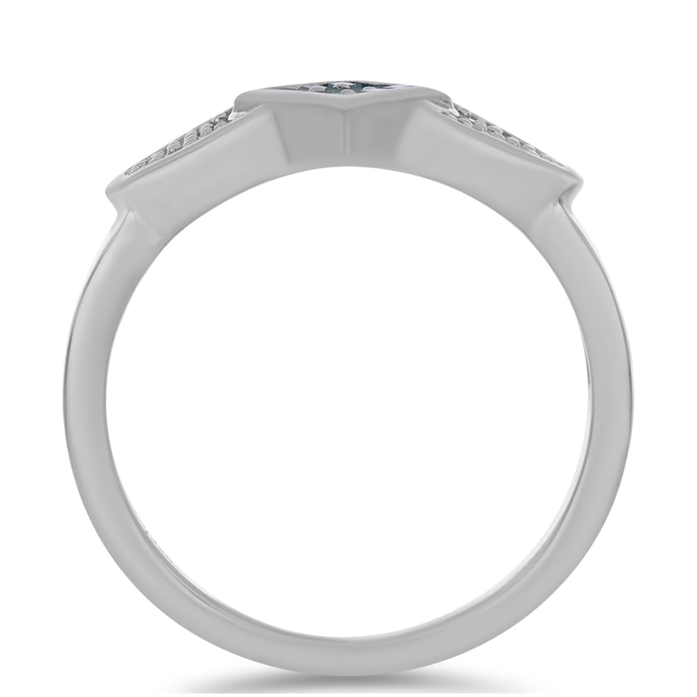 Stříbrný Prsten s Modrým Diamantem a Bílým Diamantem 2 